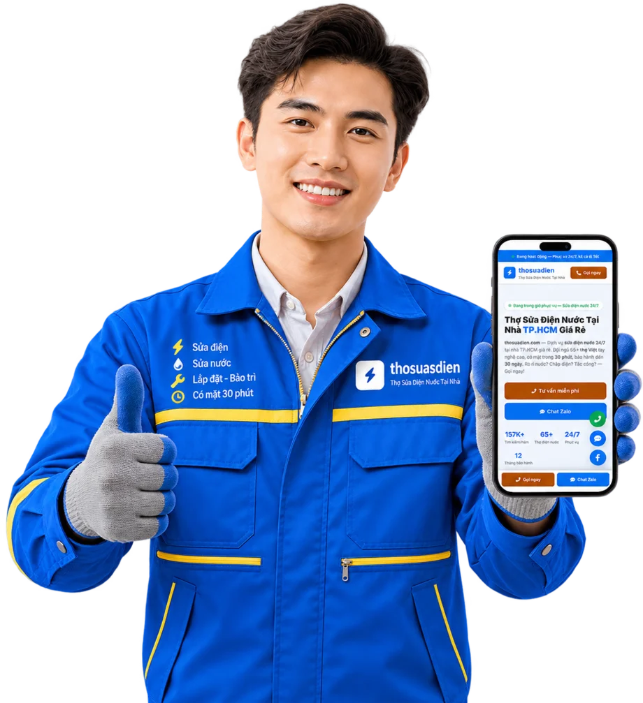 Thợ sửa điện nước thosuadien.com sẵn sàng phục vụ tại TP.HCM